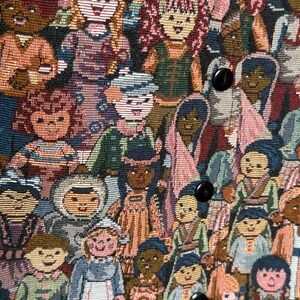 Danny K Beverly Hills Womens Tapestry Vest L People Print Black Lined